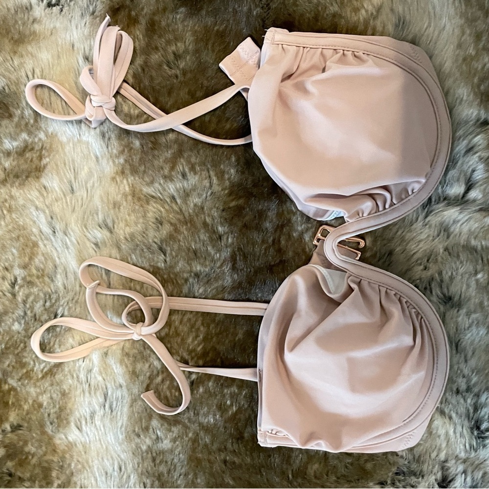 Shade & Shore White and Tan Bikini Top